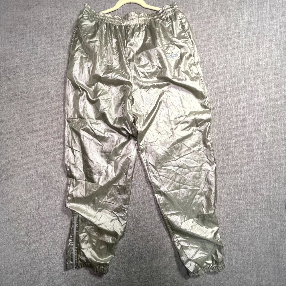 Ixspa by Jamie Sadock Windbreaker Pants Mens Large Metallic Silver Tapered Leg